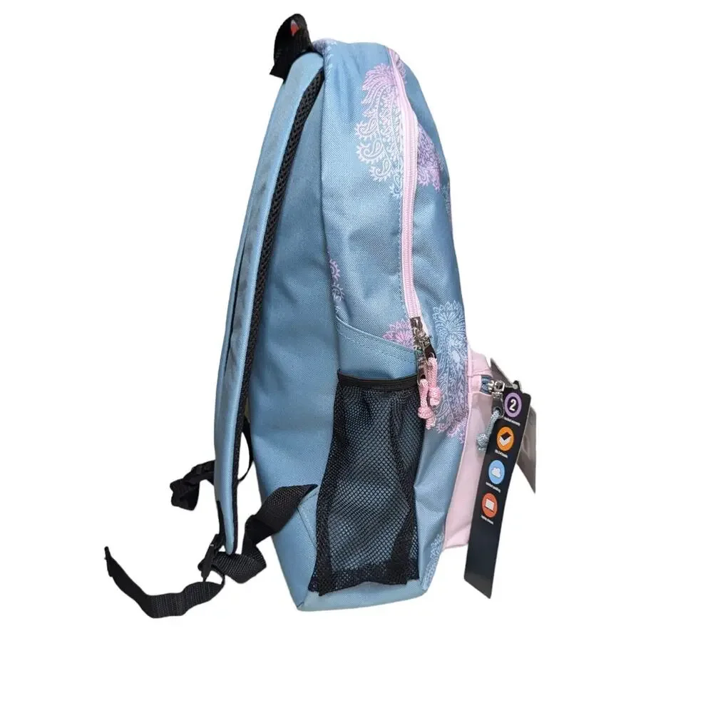 Ivory Ella by Conair Backpack Lovey Paisley Print Slate Blue and Pink New